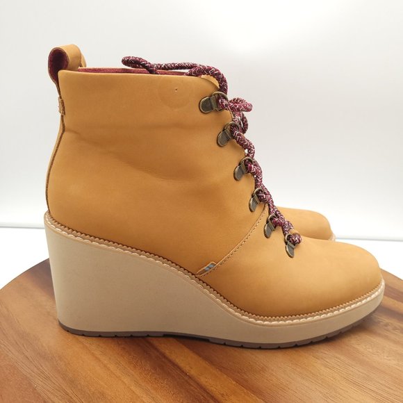 Toms Shoes - TOMS Melrose Wedge Booties Ankle Boots Womens Size 9.5 Brown Beige Worn Once